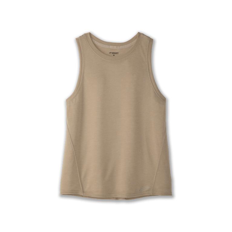 Brooks DISTANCE Running Tank Top Womens Outlet - Heather Oatmeal/Black (DNU526974)